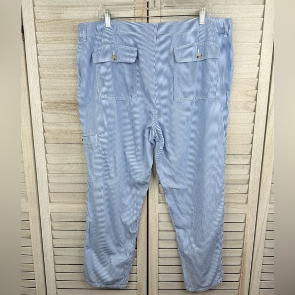 LIZ CLAIBORNE Women's Summer Weight 100% Cotton Striped Pants Blue/White-16 - Picture 3 of 3